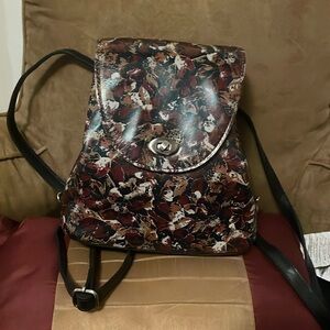Patricia Nash Brown Floral Backpack